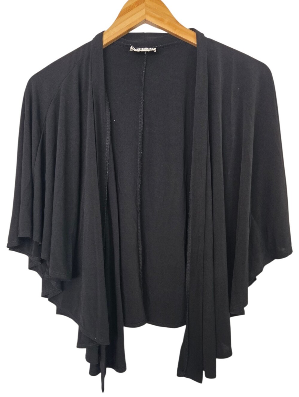 Robbie Bee Black Draped Open Front Cardigan Shrug